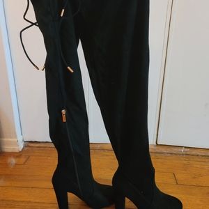 Journee Collection black Maya over the knee boots size 6